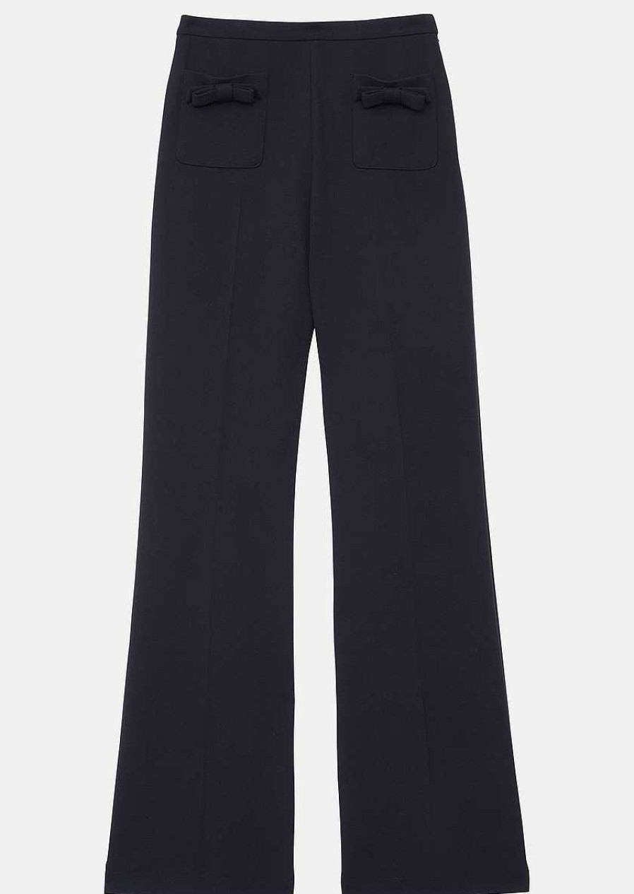 TARA JARMON Perlita Midnight Blue Double Cloth Pants Jeans & Pants