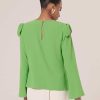 TARA JARMON Tournesol Green Crepe Top Tops