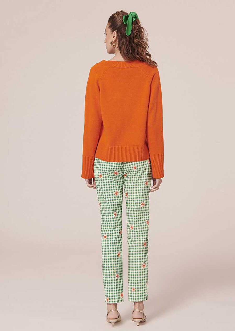 TARA JARMON Penelope Orange Sweater In Alpaga And Merinos Wool Knitwears