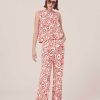 TARA JARMON Prosper Ecru With Coral Graphic Design Pants Jeans & Pants