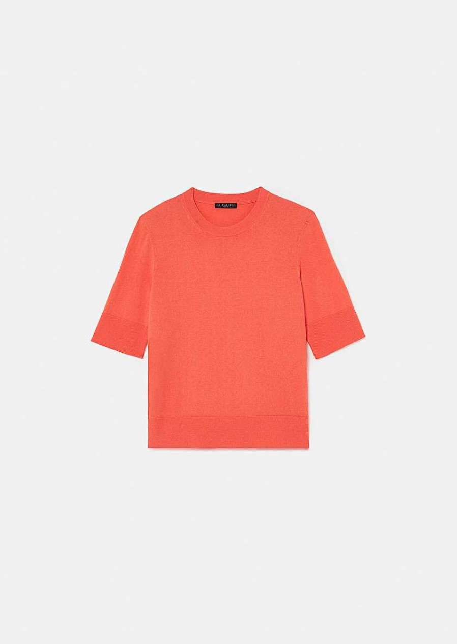 TARA JARMON Paoline Coral Sweater In Wool And Cotton Knitwears