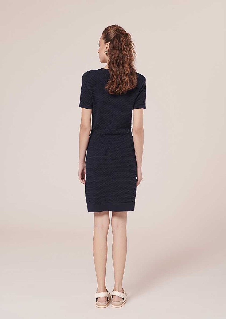 TARA JARMON Rocky Midnight Blue Cupro Dress Dresses