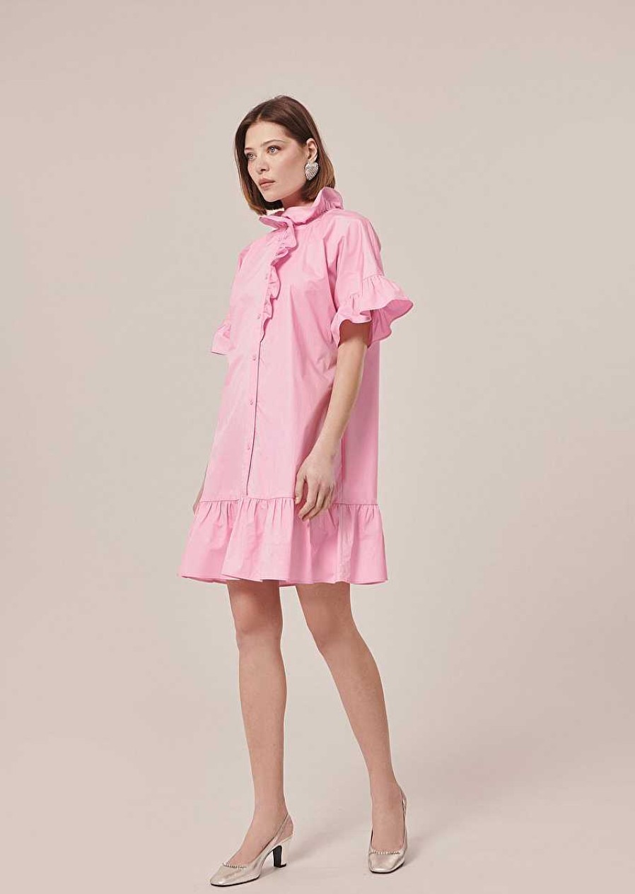 TARA JARMON Ripoline Pink Poplin Dress Dresses