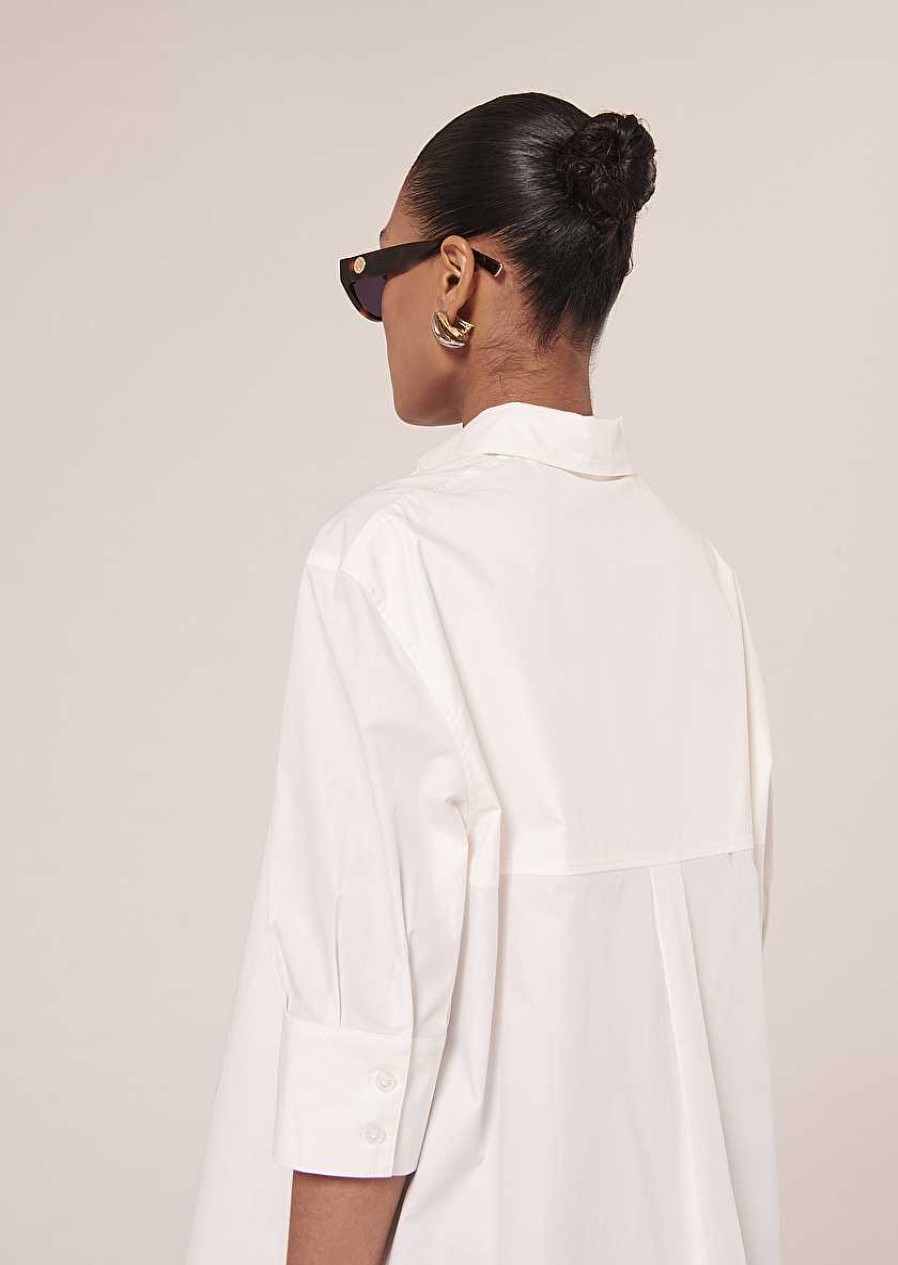 TARA JARMON Tallulah White Poplin Top Tops