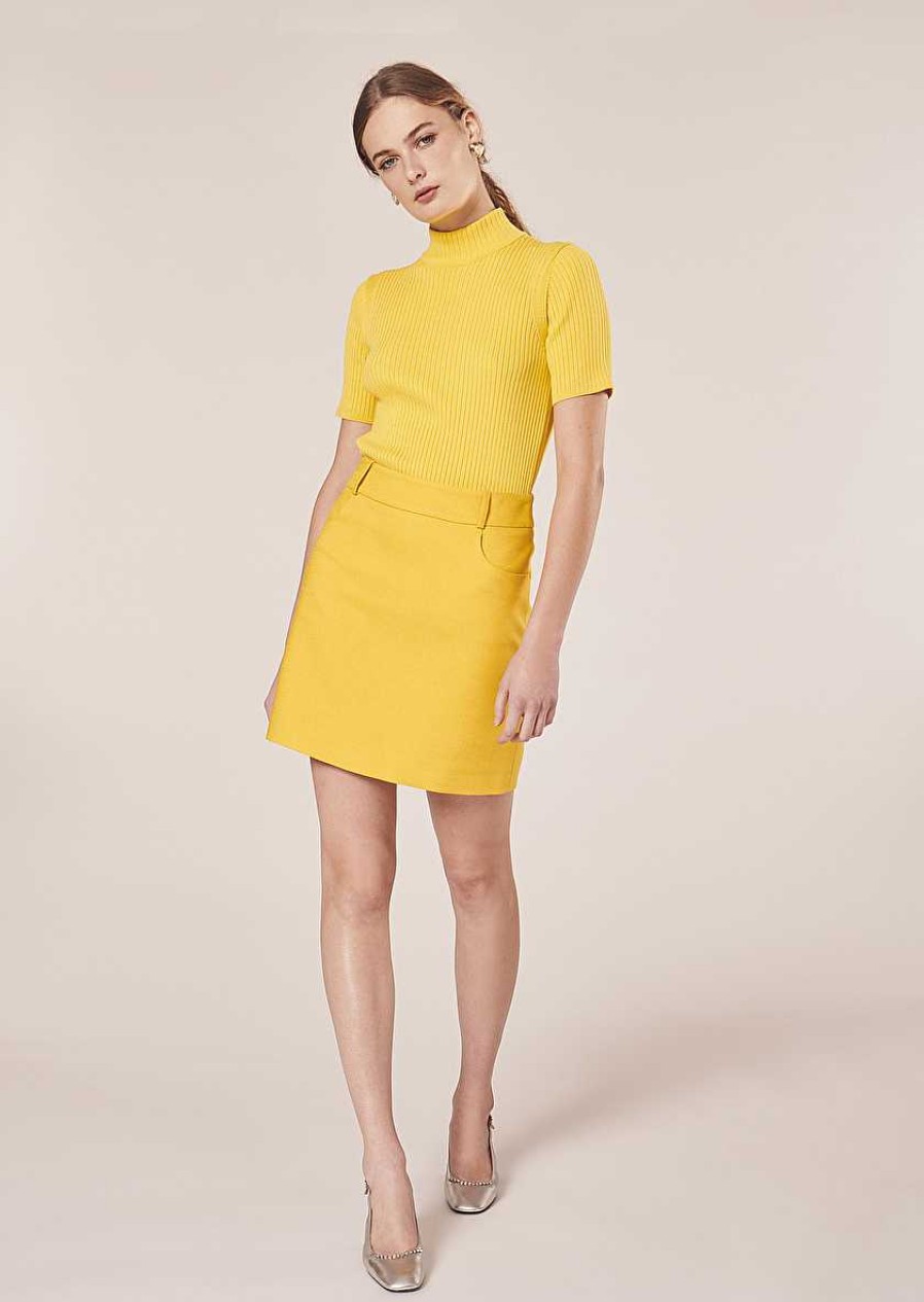 TARA JARMON Janice Yellow Short Skirt Skirts & Shorts