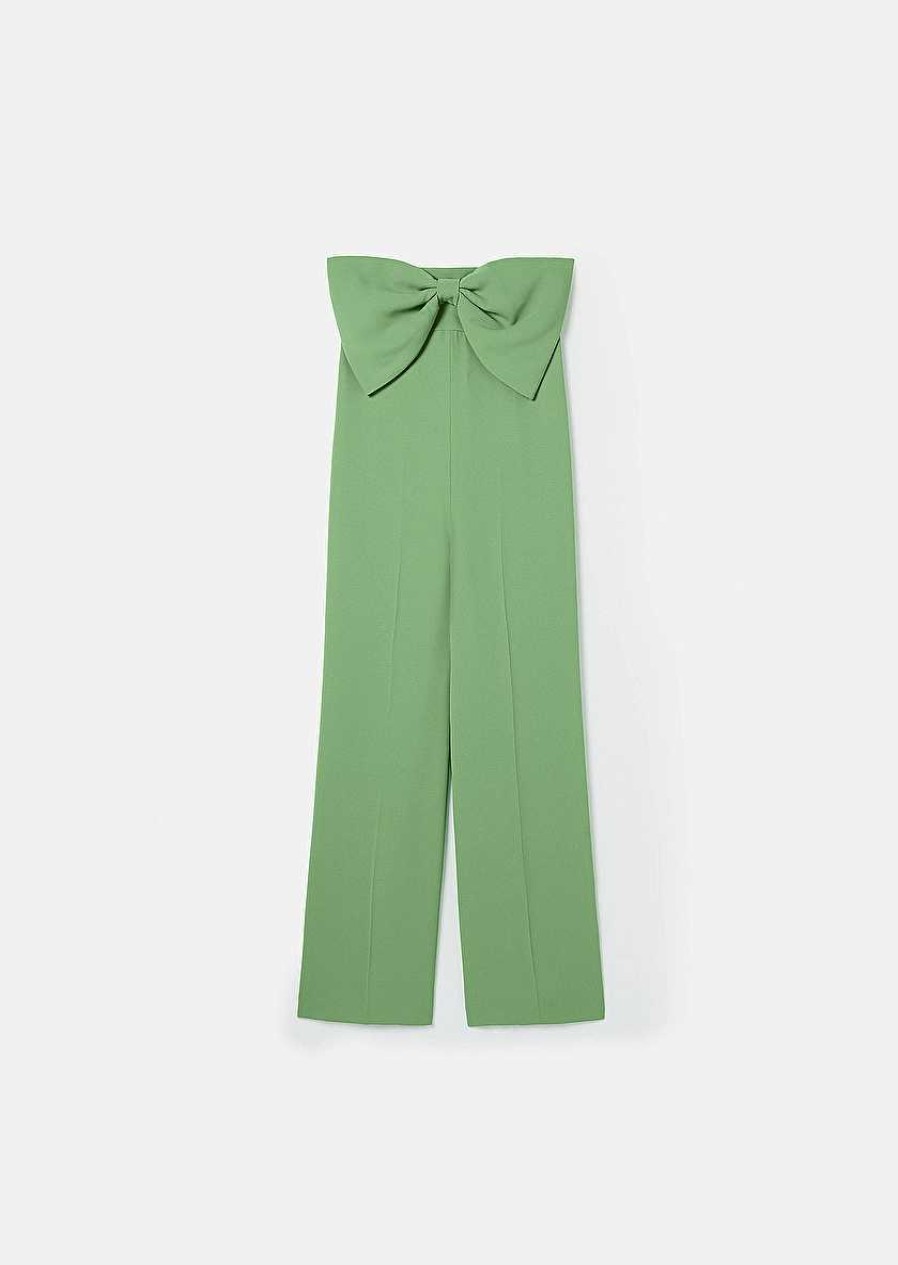 TARA JARMON Coeur Green Crepe Jumpsuit Dresses