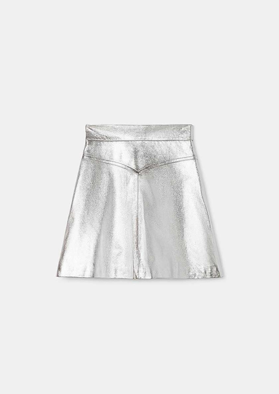 TARA JARMON Jasmin Silver Leather Skirt Skirts & Shorts