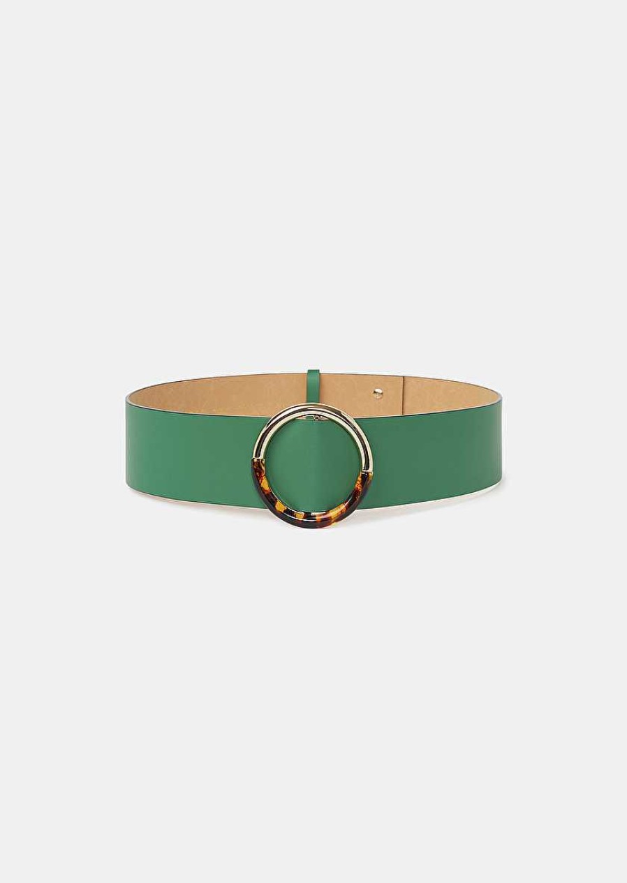 TARA JARMON Lauren Green Leather Belt Accessories