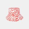 TARA JARMON Chloe Ecru With Coral Graphic Bucket Hat Accessories