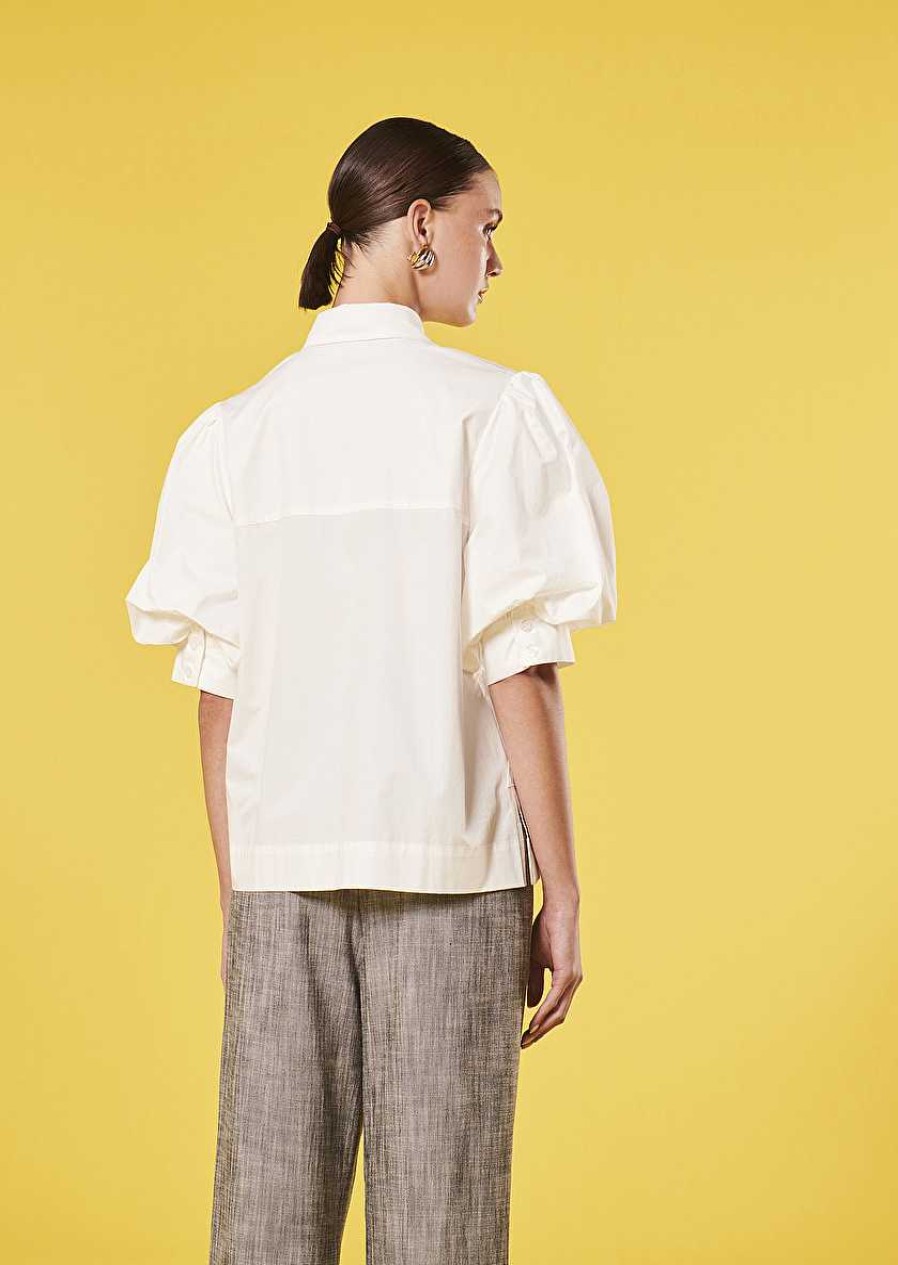 TARA JARMON Calypso White Poplin Shirt Tops