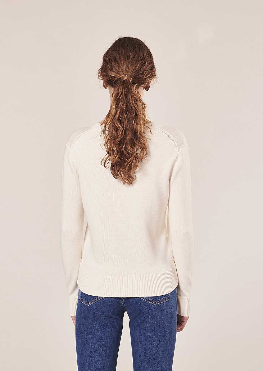 TARA JARMON Philae Ecru Cotton And Wool Sweater Knitwears