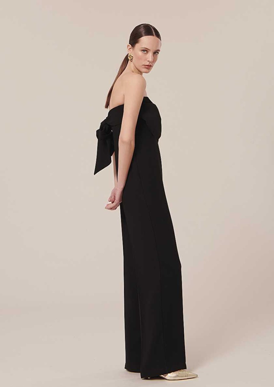 TARA JARMON Coeur Black Jumpsuit In Crepe Dresses