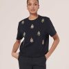 TARA JARMON Tarabee Midnight Blue Jersey T-Shirt Tops