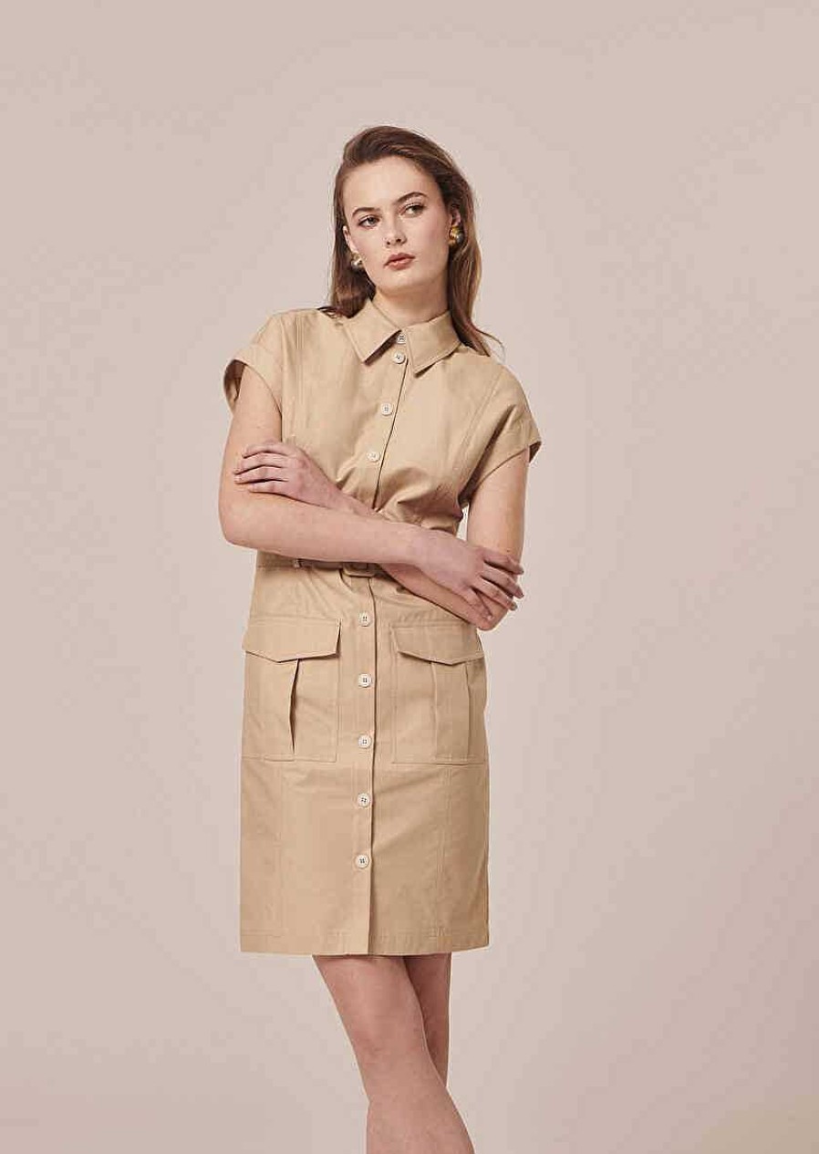 TARA JARMON Rajah Beige Cotton Dress Dresses