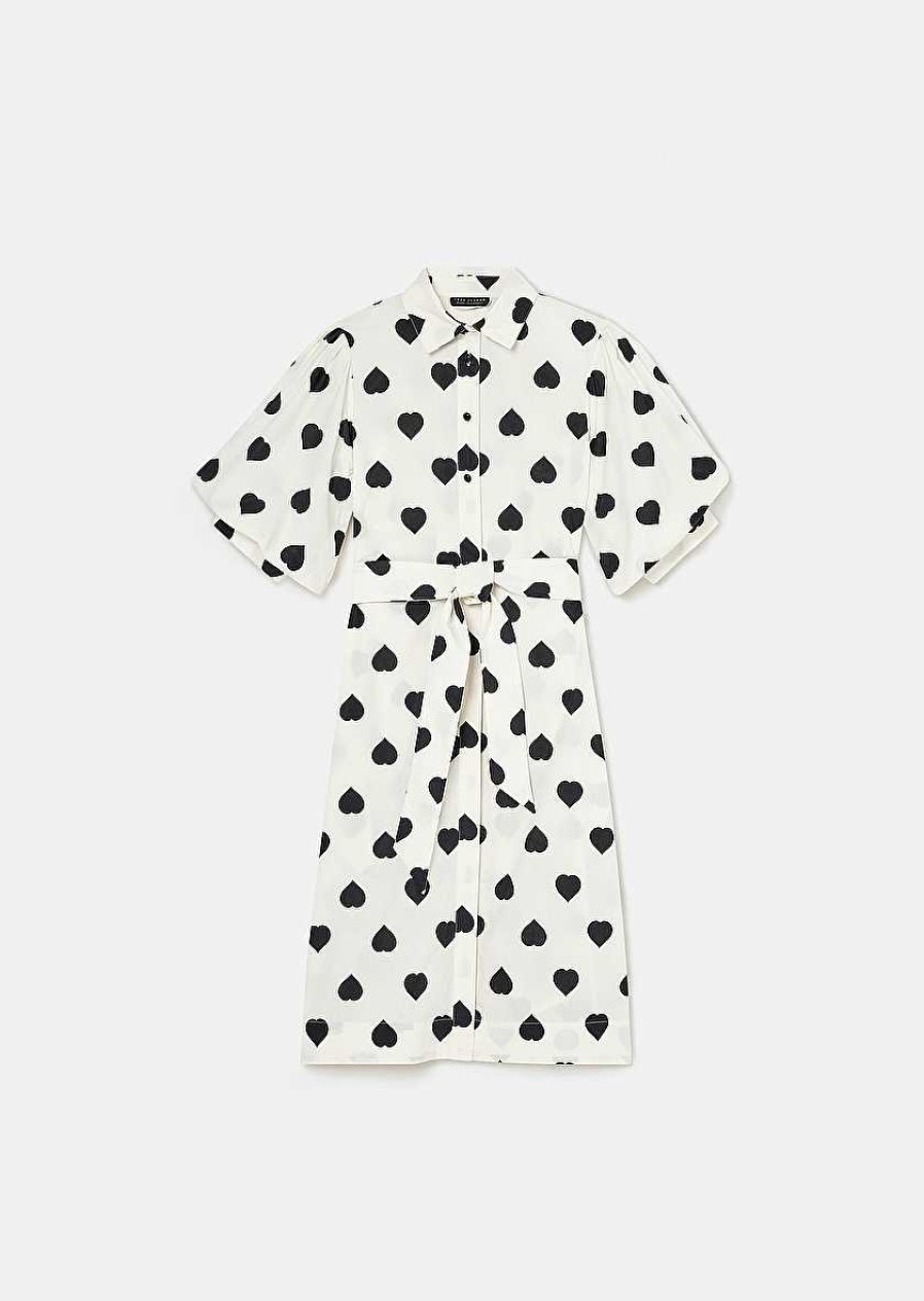 TARA JARMON Riminy Ecrue With Black Polka Hearts Dress Dresses