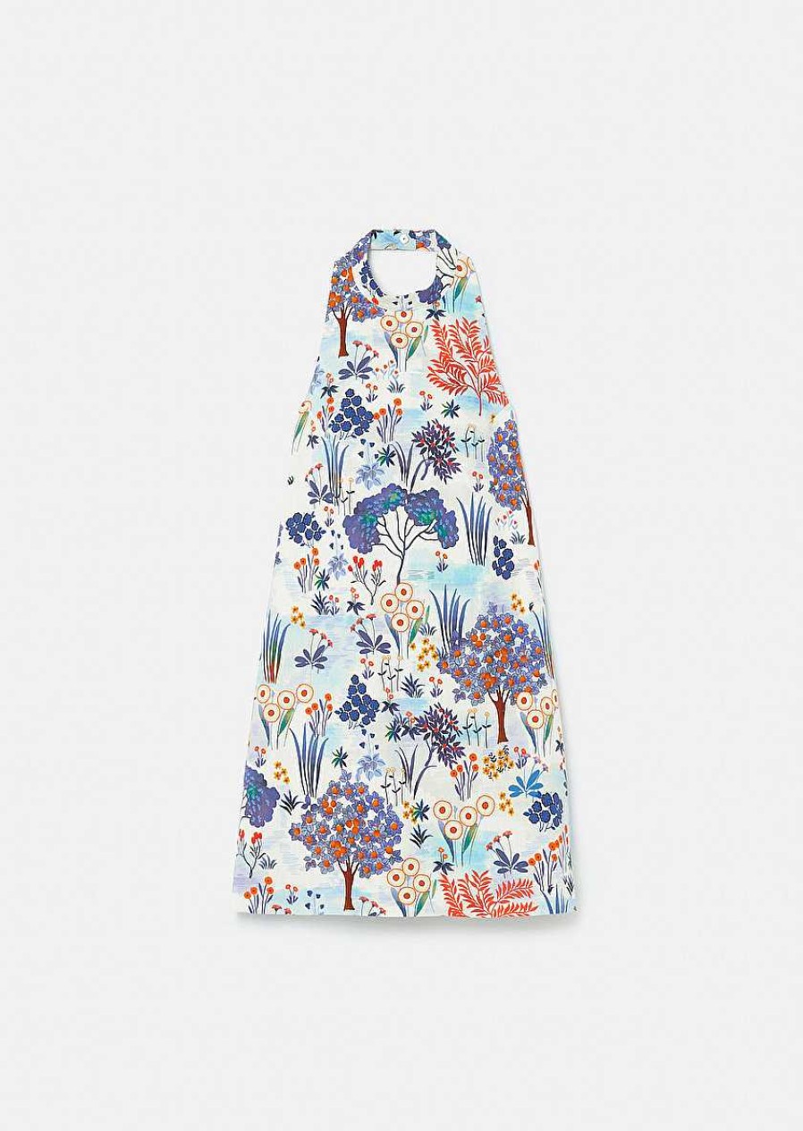 TARA JARMON Rebeka Blue Flower Printed Dress Dresses