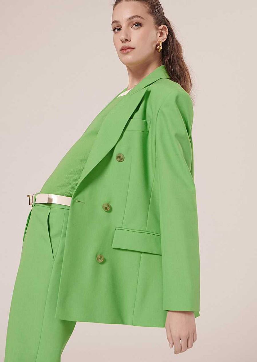 TARA JARMON Viola Green Cold Wool Suit Jacket Jackets & Coats