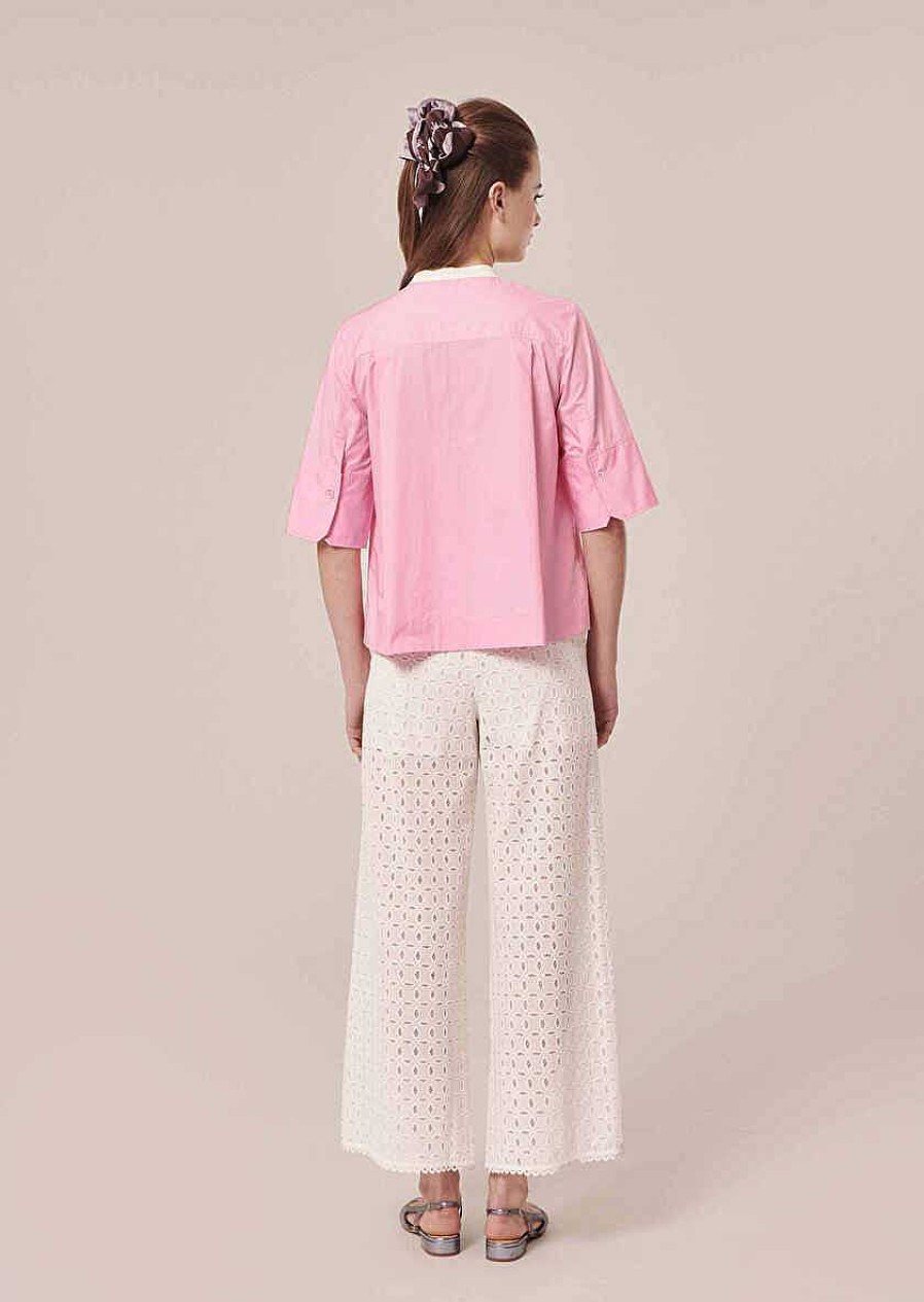 TARA JARMON Camilliana Pink Poplin Shirt Tops