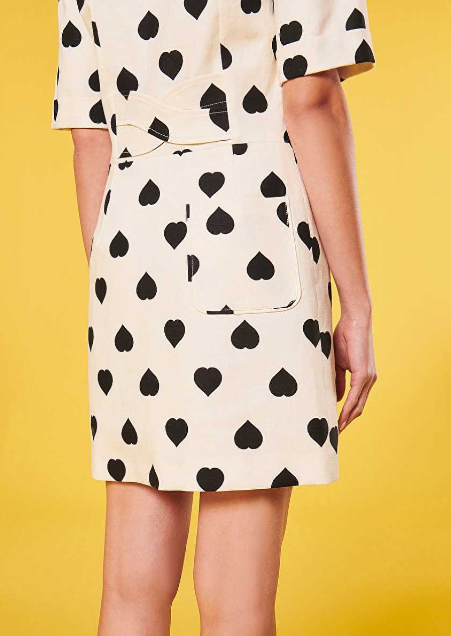 TARA JARMON Robin Ecru With Black Polka Hearts Dress Dresses