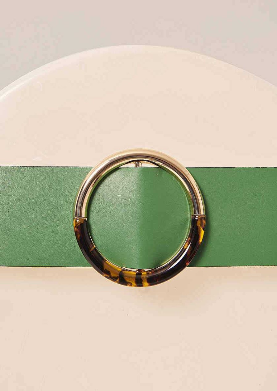 TARA JARMON Lauren Green Leather Belt Accessories