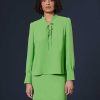 TARA JARMON Toulouse Green Crepe Top Tops