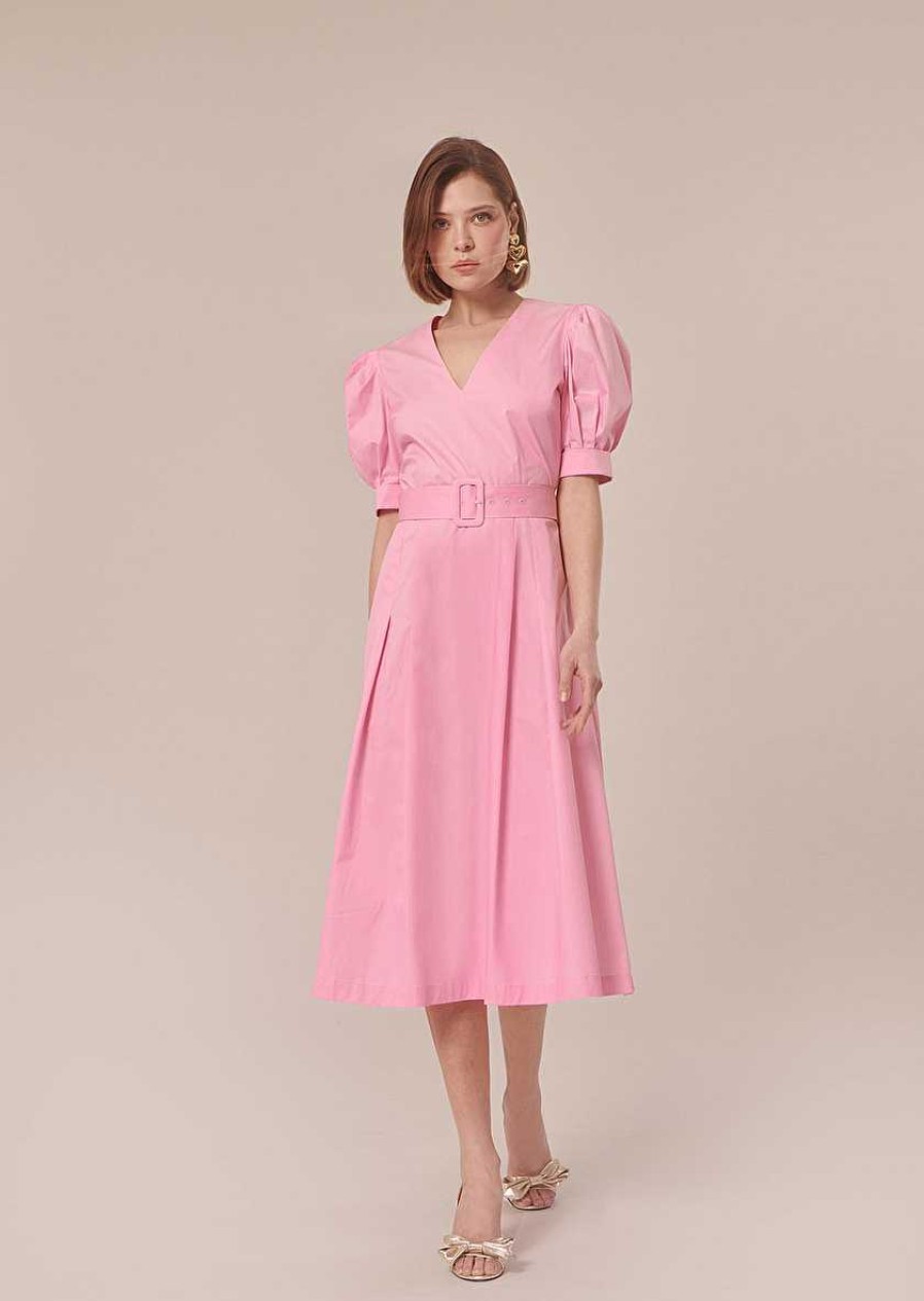 TARA JARMON Ranya Pink Poplin Dress Dresses