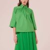 TARA JARMON Trinity Green Poplin Top Tops