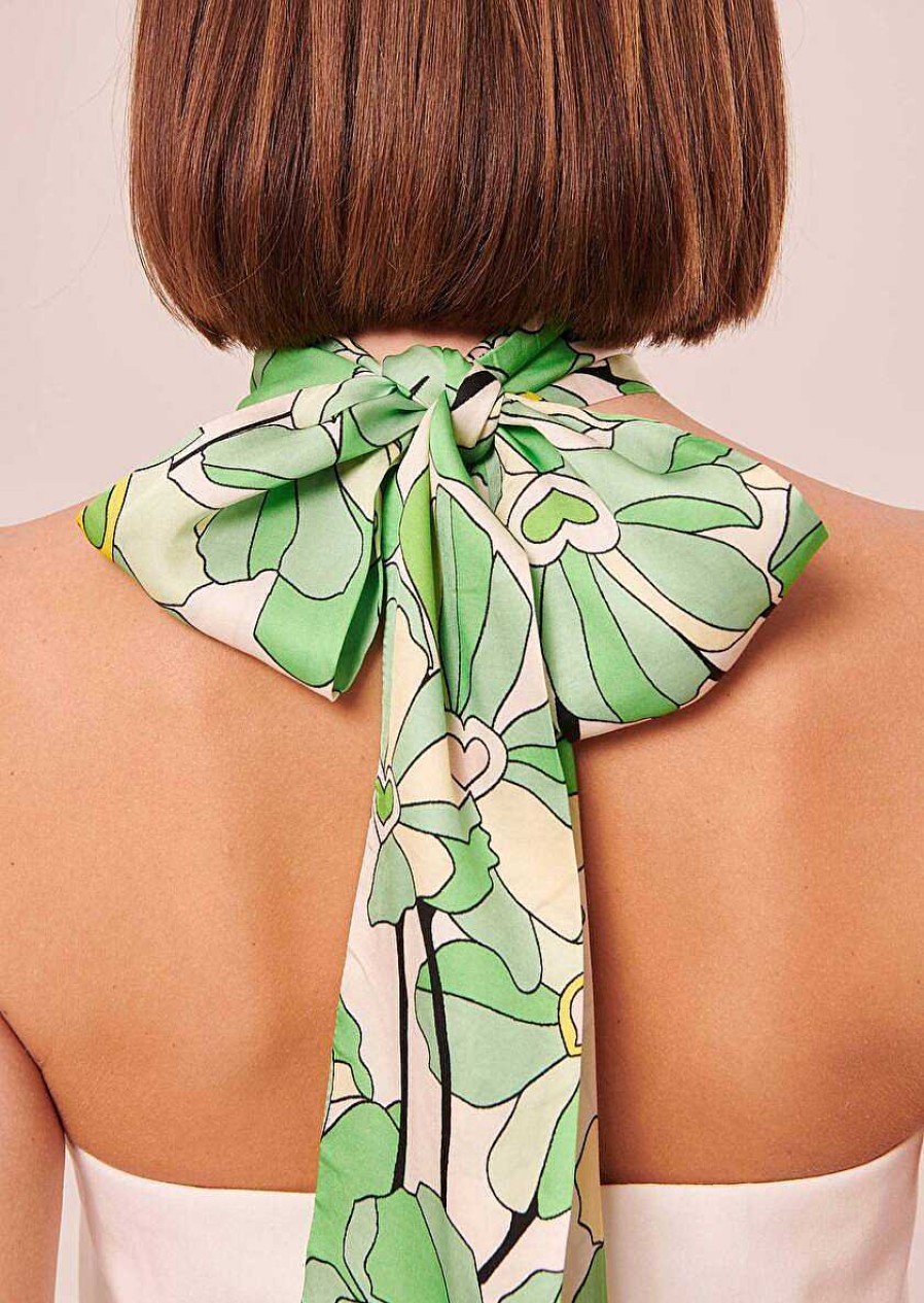 TARA JARMON Emeline Green Floral Printed Scarf Accessories