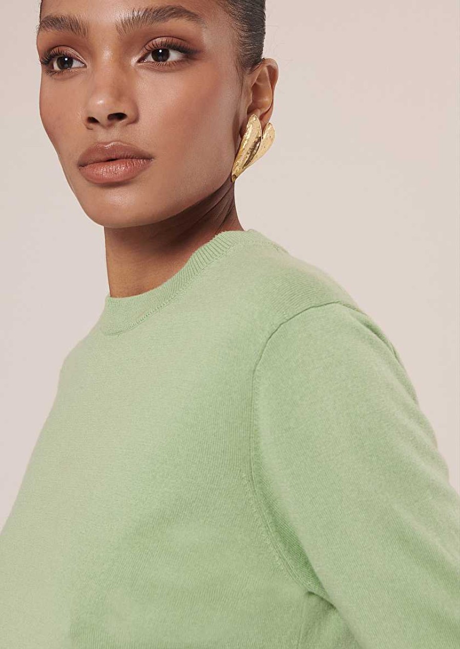 TARA JARMON Paoline Green Cotton And Wool Sweater Knitwears