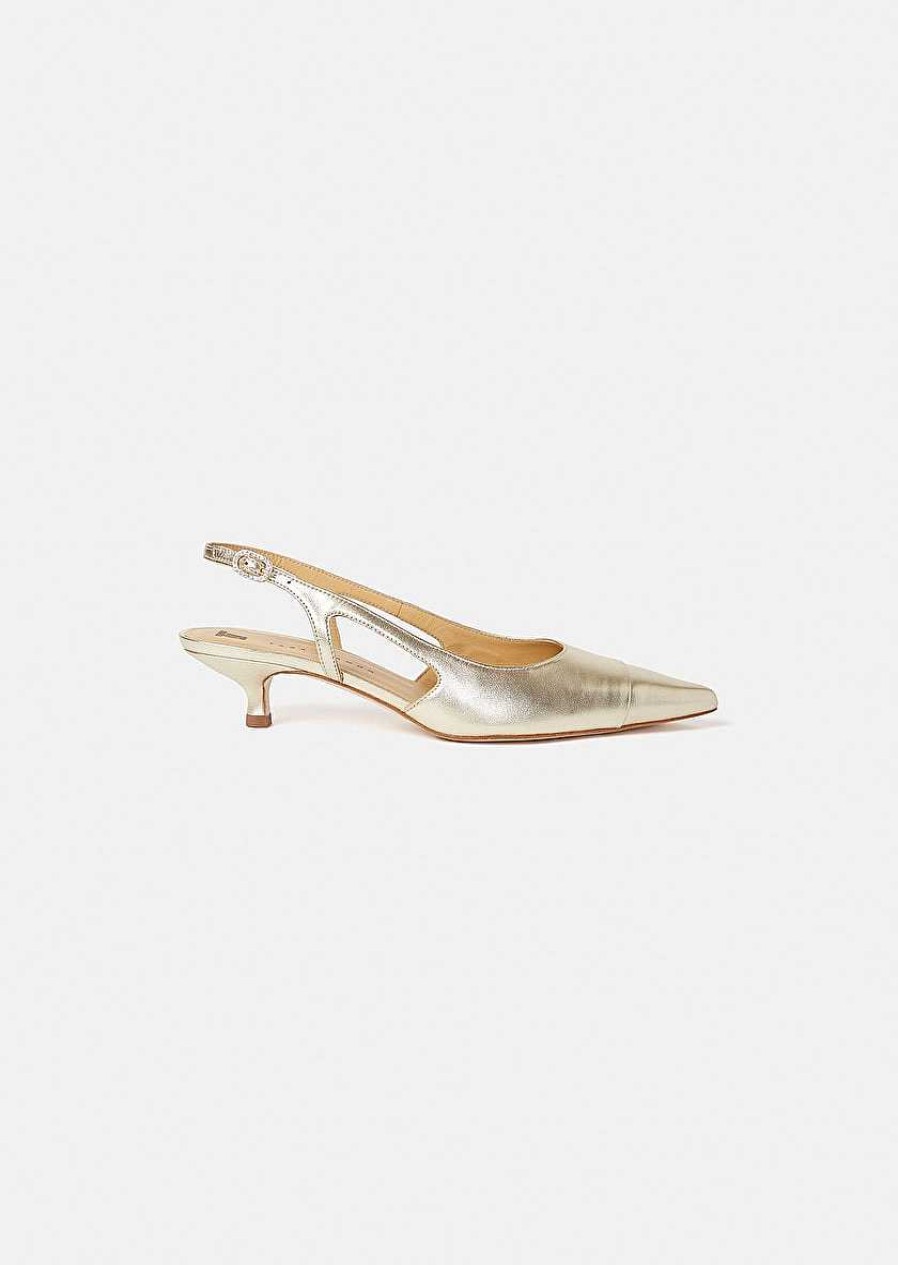 TARA JARMON Kaia Gold Metallic Leather Pumps Accessories