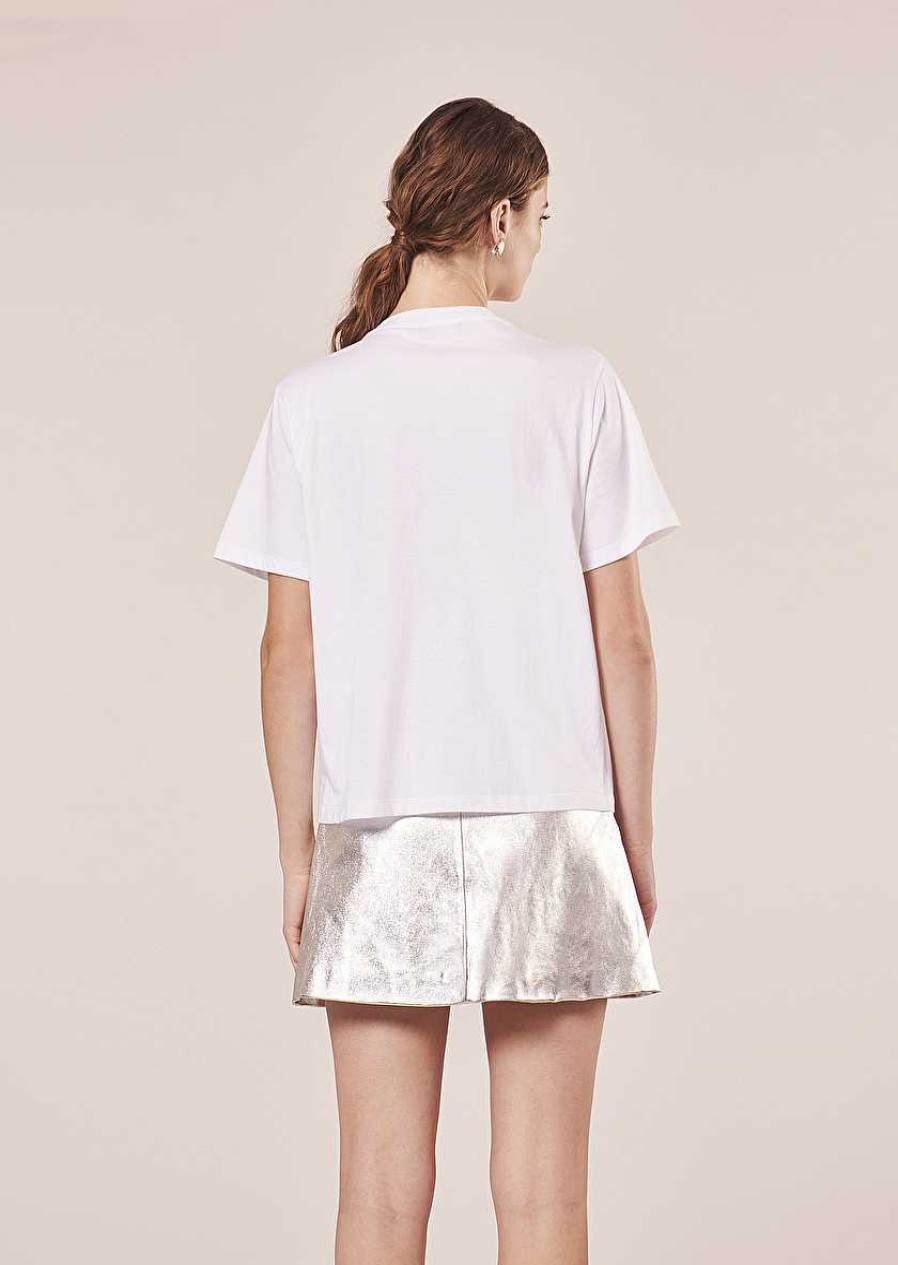 TARA JARMON Tarasunkey White Embroidered Cotton T-Shirt Tops