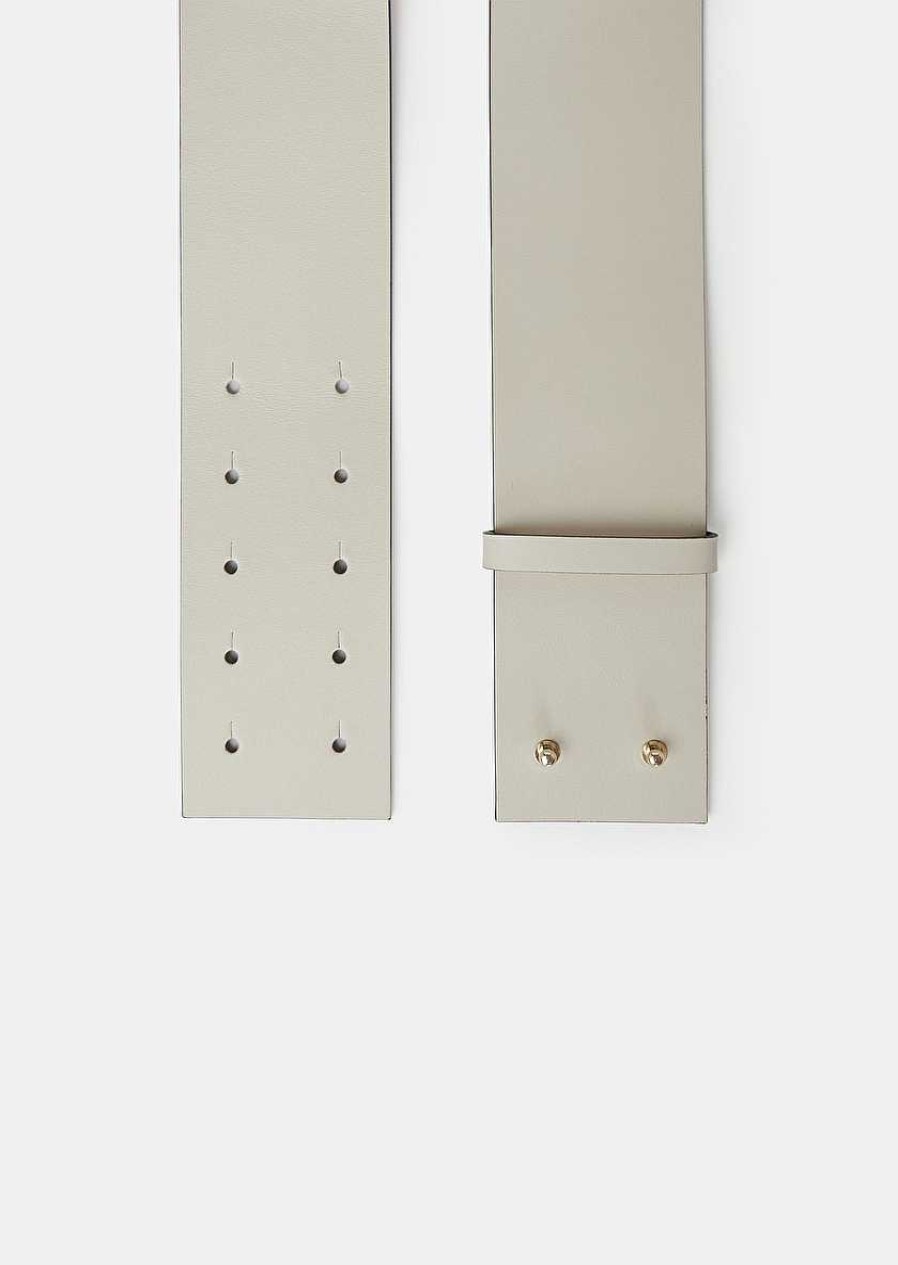 TARA JARMON Lauren Ecru Leather Belt Accessories