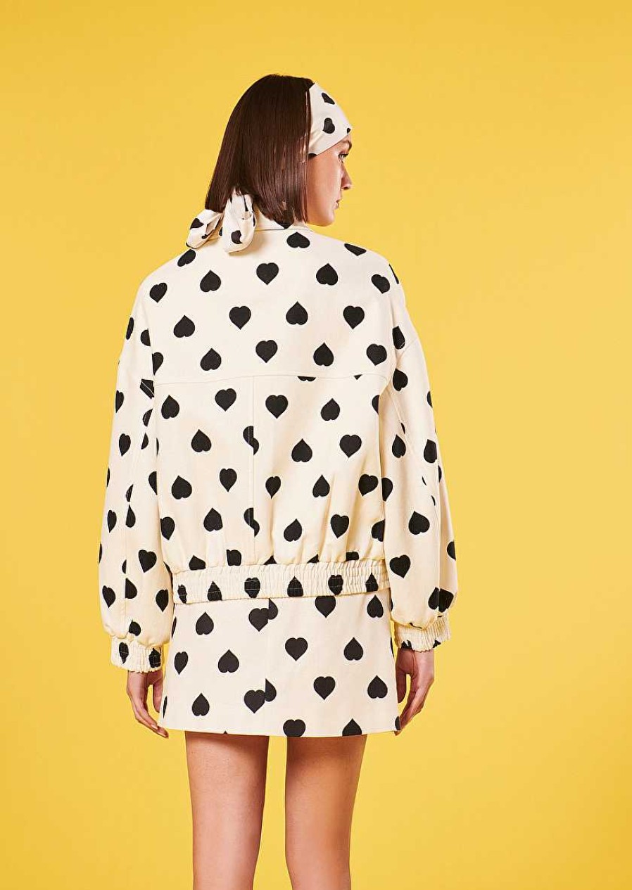 TARA JARMON Bobby Ecru With Black Polka Hearts Jacket Jackets & Coats