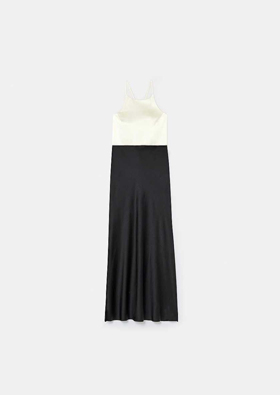 TARA JARMON Raphaelle Black Flowing Satin Dress Dresses