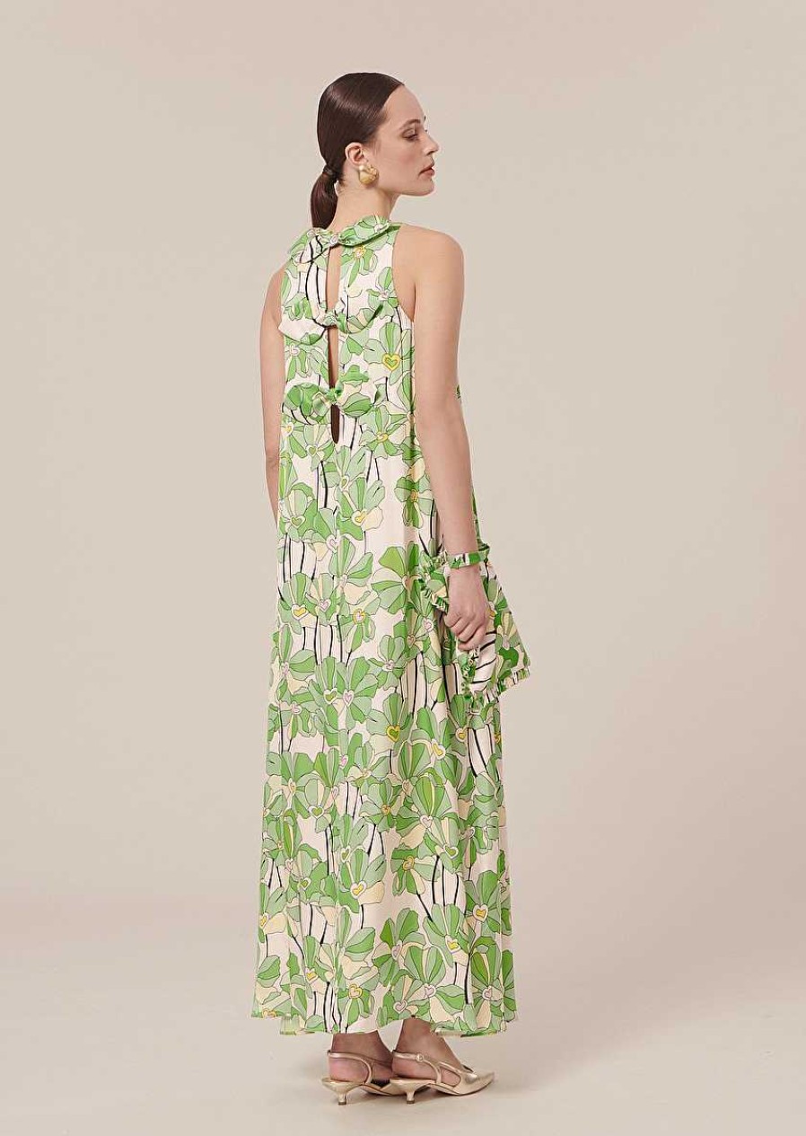 TARA JARMON Roxanne Green Floral Printed Dress Dresses