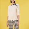 TARA JARMON Pastelle Ecru Cotton And Wool Sweater Knitwears