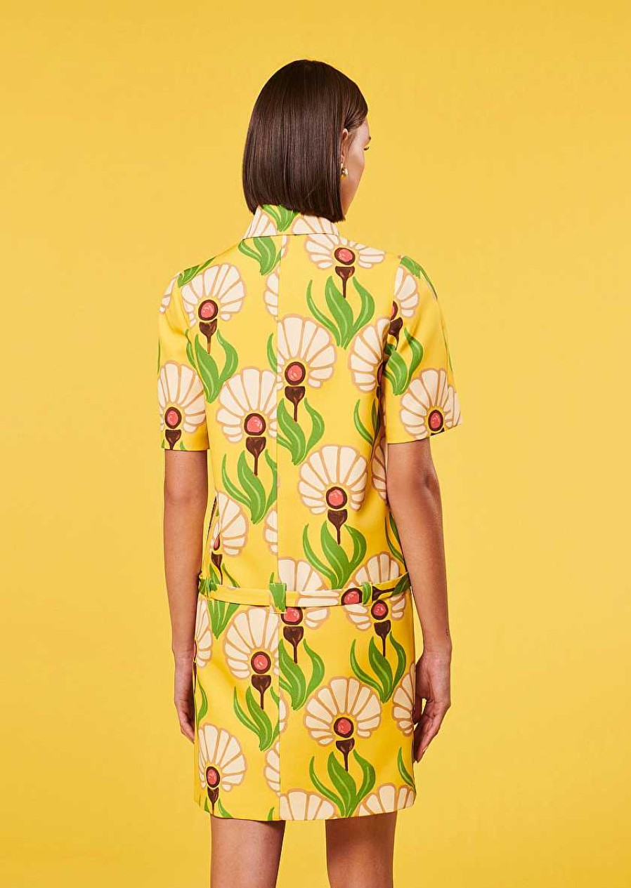 TARA JARMON Rivage Yellow Flowers Printed Dress Dresses