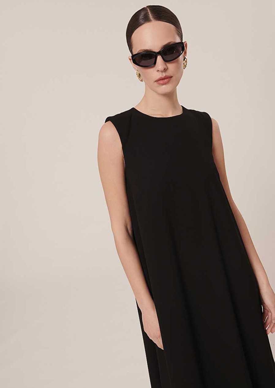 TARA JARMON Roxy Black Crepe Dress Dresses