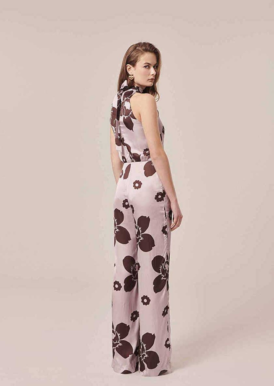 TARA JARMON Cecile Purple Flower Printed Jumpsuit Dresses