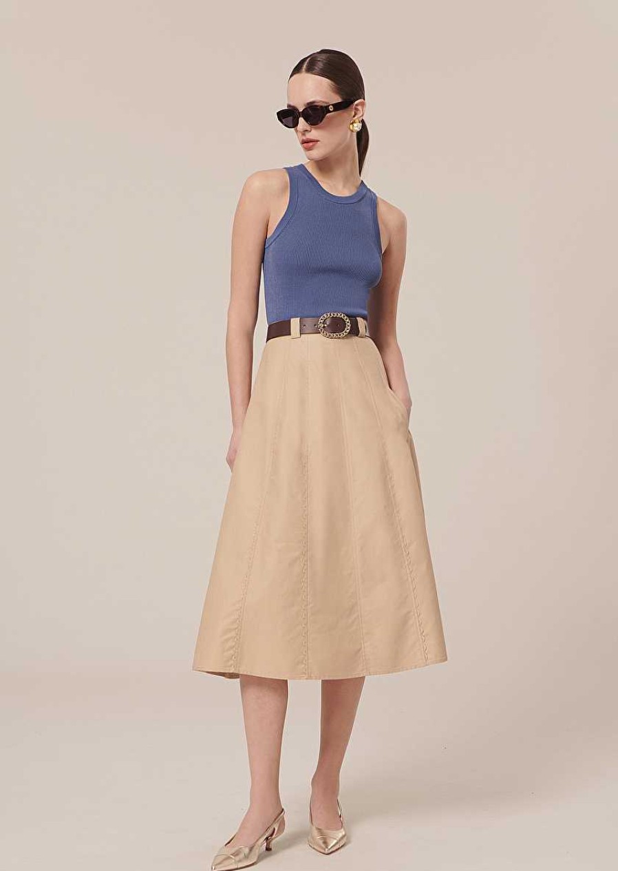 TARA JARMON Jil Beige Cotton Skirt Skirts & Shorts