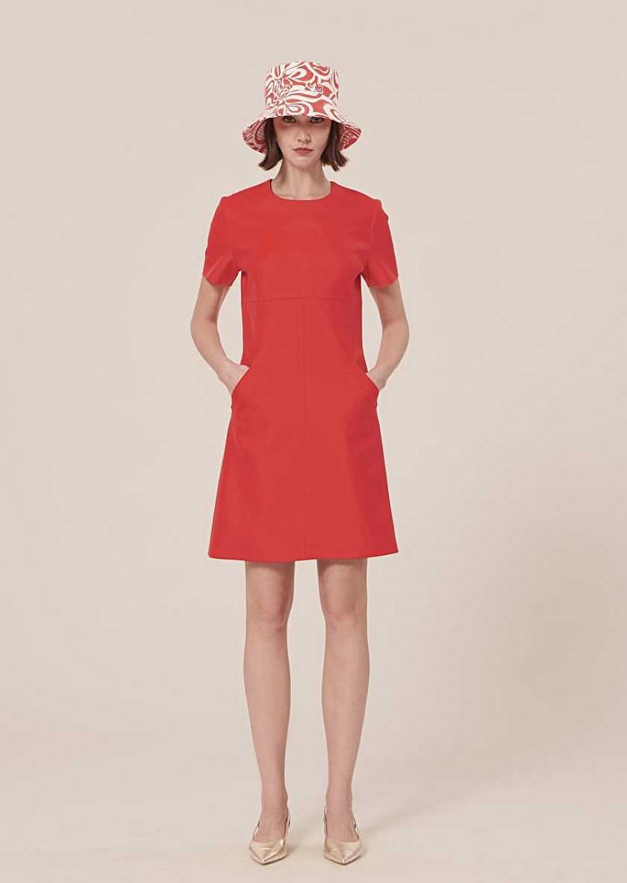 TARA JARMON Rehane Coral Double Canvas Dress Dresses