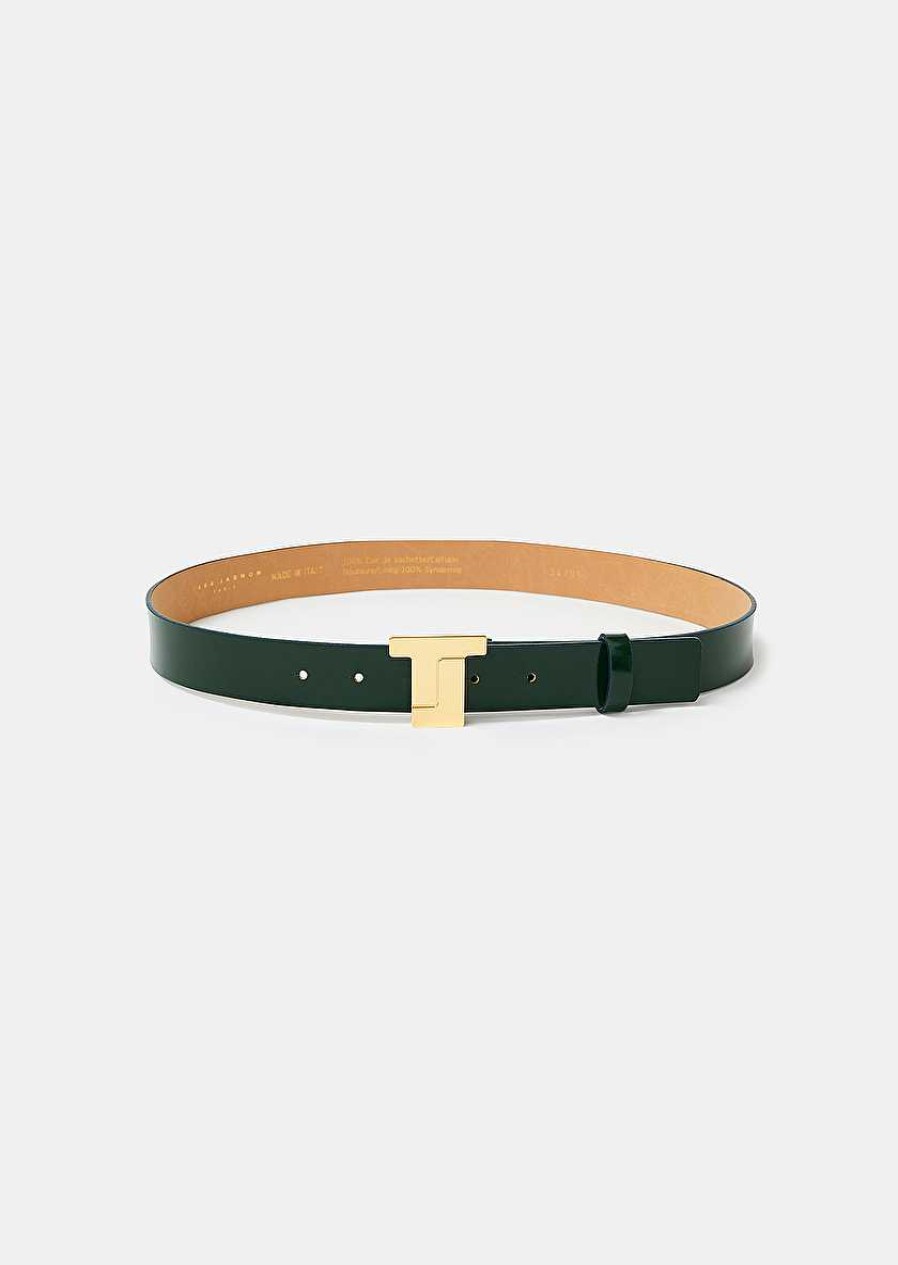 TARA JARMON 8 Bis Green Leather Belt Accessories