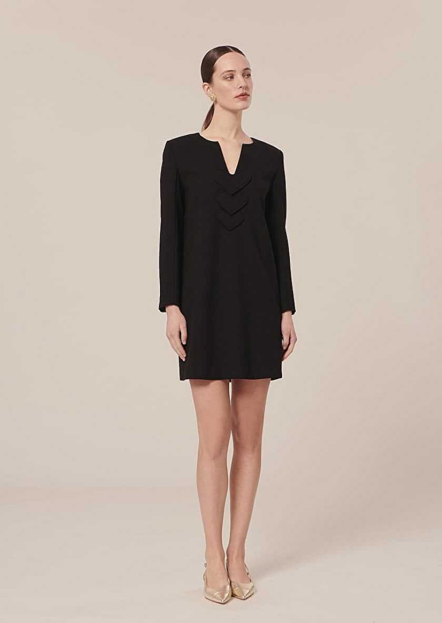 TARA JARMON Rhea Black Crepe Dress Dresses