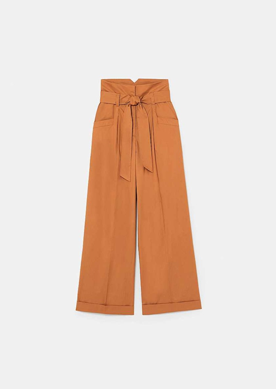 TARA JARMON Pyla Brown Poplin Pants Jeans & Pants