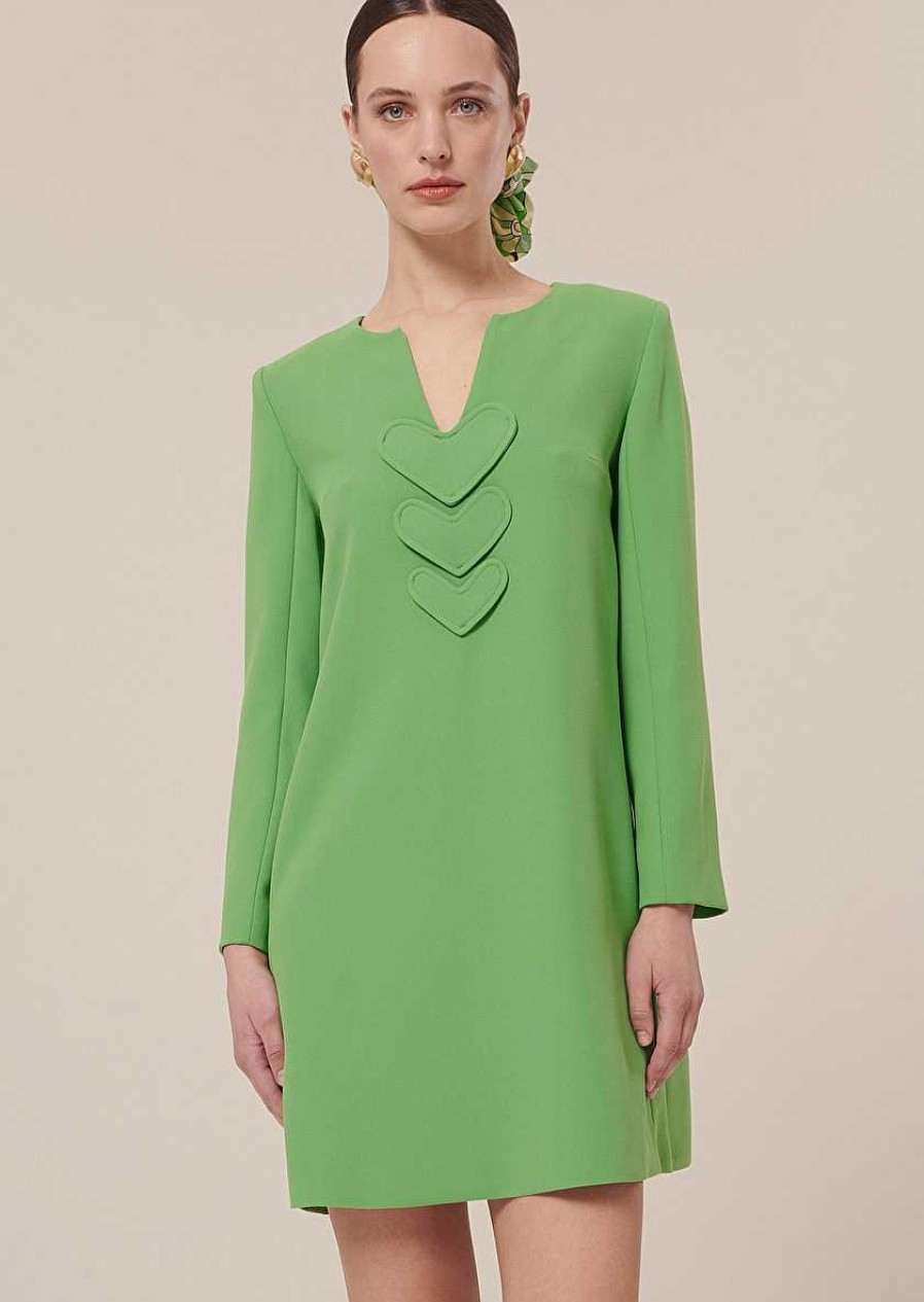 TARA JARMON Rhea Green Crepe Dress Dresses