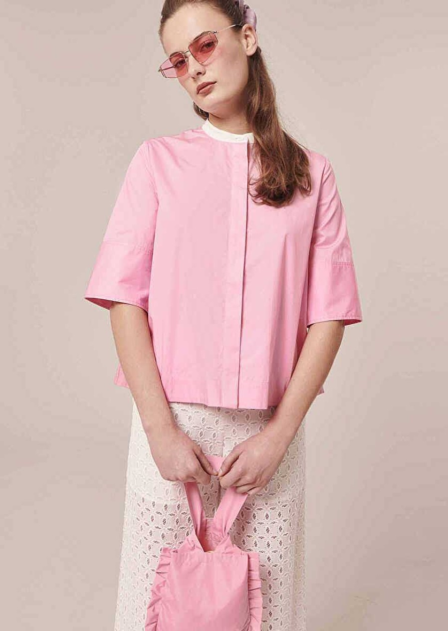 TARA JARMON Camilliana Pink Poplin Shirt Tops