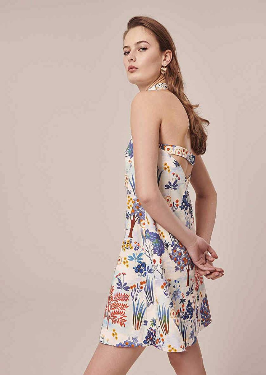 TARA JARMON Rebeka Blue Flower Printed Dress Dresses