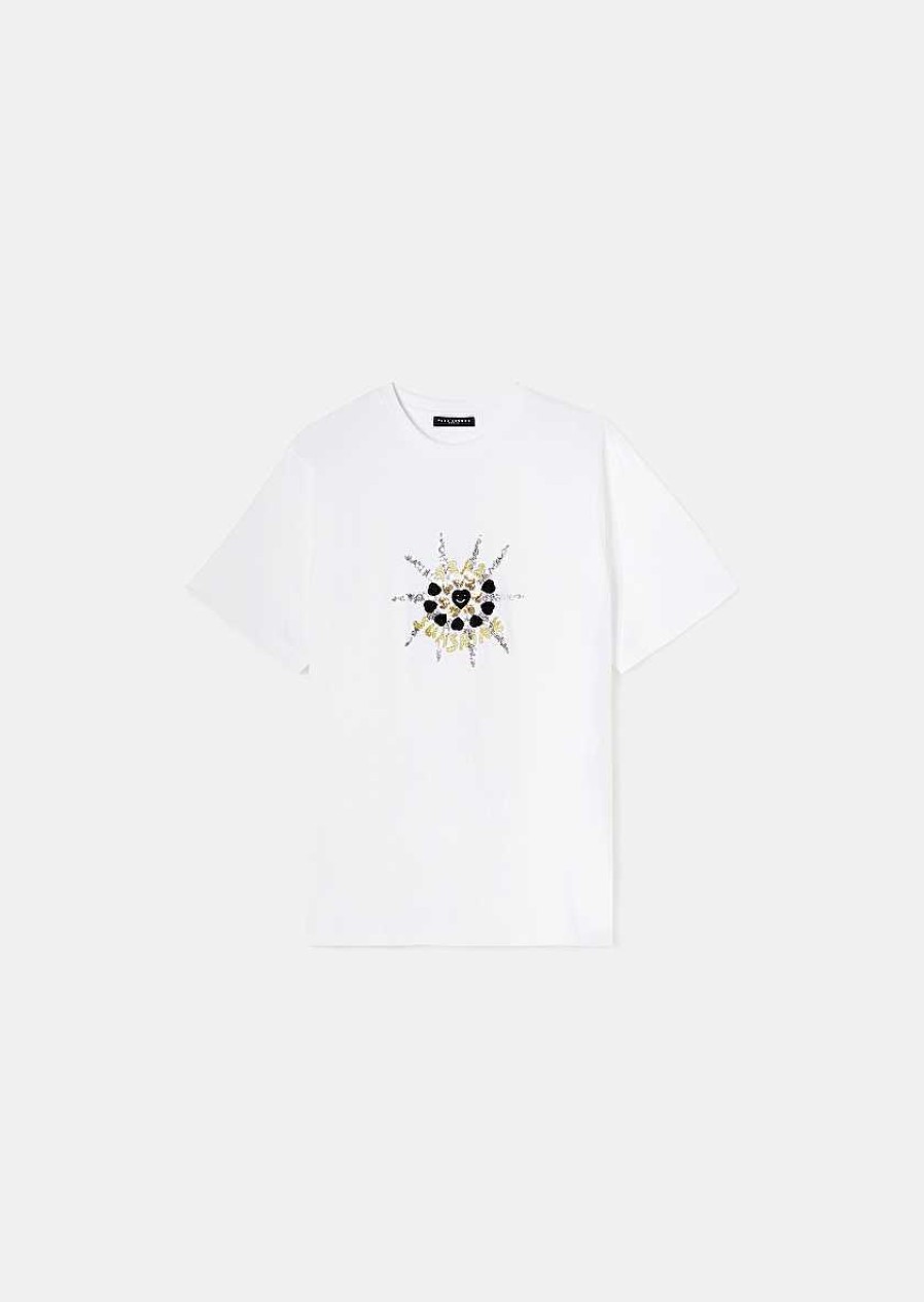 TARA JARMON Tarasun White Cotton T-Shirt Tops