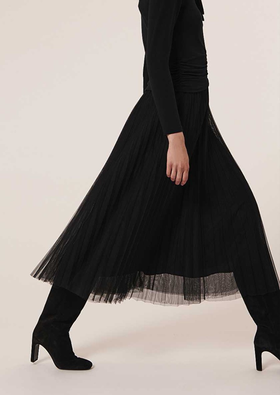 TARA JARMON Juillet Black Pleated Tulle Skirt Skirts & Shorts