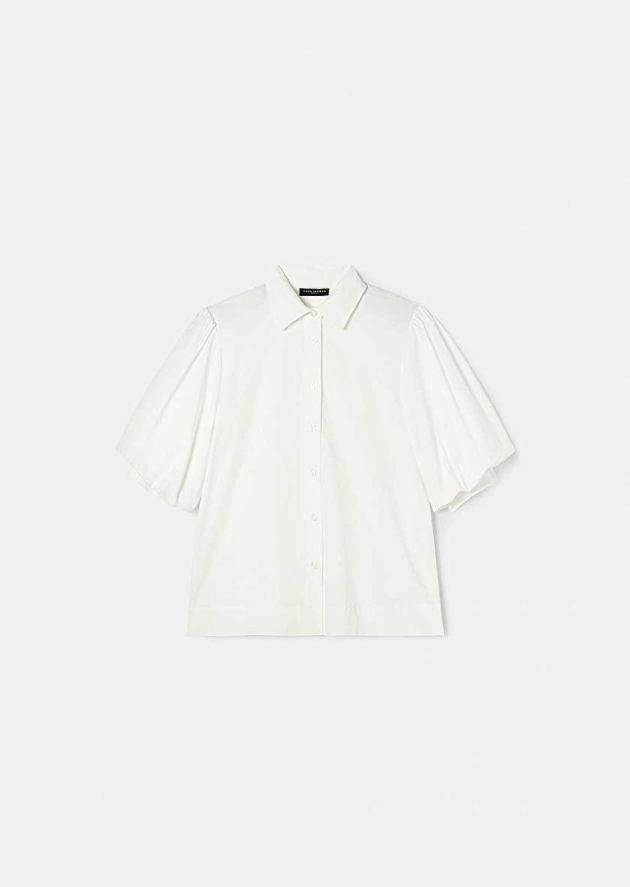 TARA JARMON Calypso White Poplin Shirt Tops